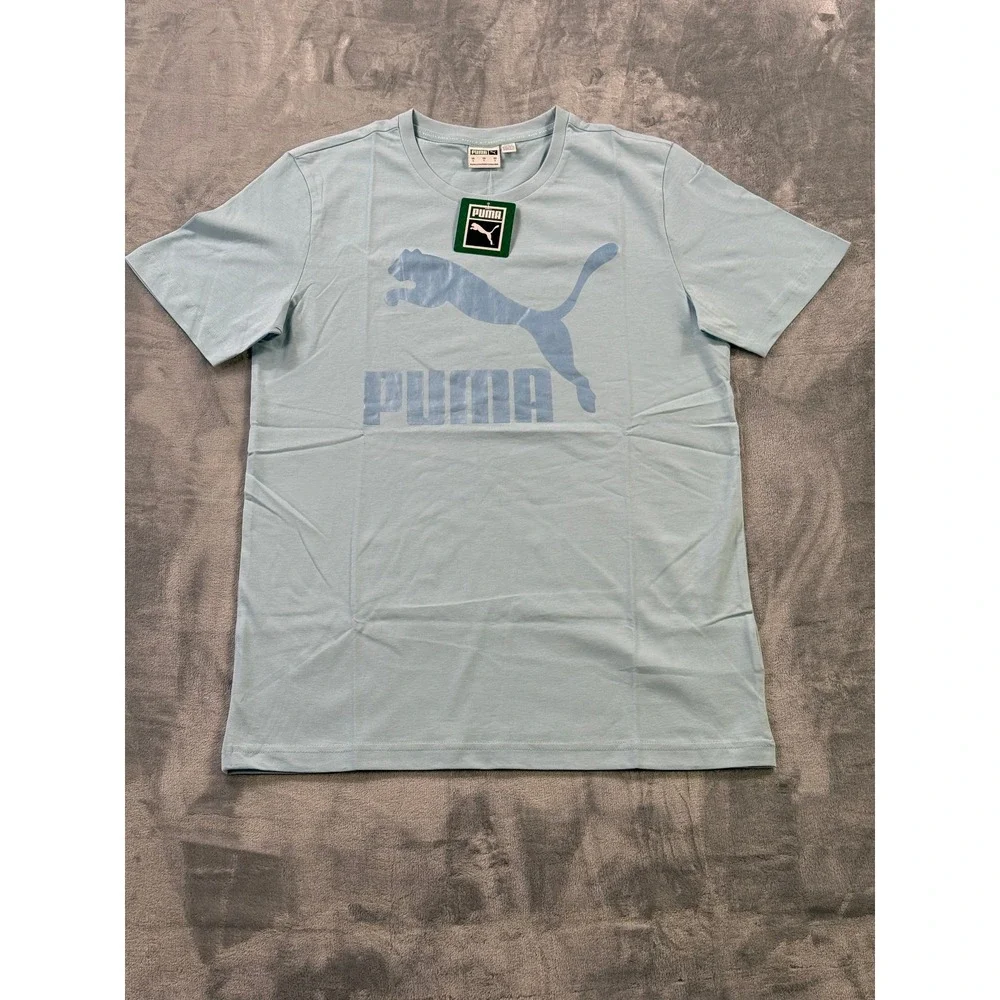 Puma Men's T-Shirt Small Blue Big Logo Graphic Crew Neck Short Sleeve NWT